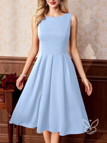 Vestido A-Line Midi Com Caimento Elegante E Sofisticação Azul Bebê / PP Vestido A-Line Midi Com Caimento Elegante E