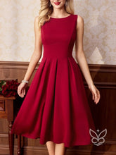 Vestido A-Line Midi Com Caimento Elegante E Sofisticação Vermelho / PP Vestido A-Line Midi Com Caimento Elegante E