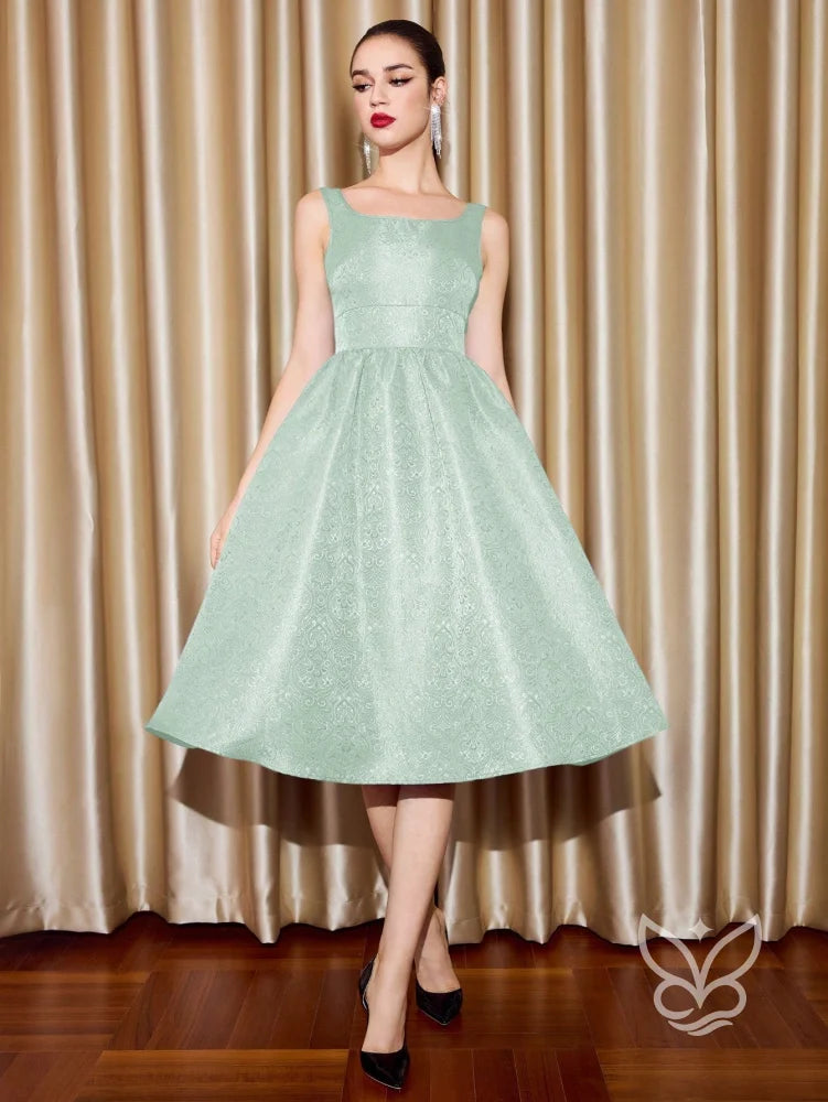 Vestido A-Line Texturizado Com Alças Largas E Elegância Verde Menta / PP Vestido A-Line Texturizado Com Alças Largas E