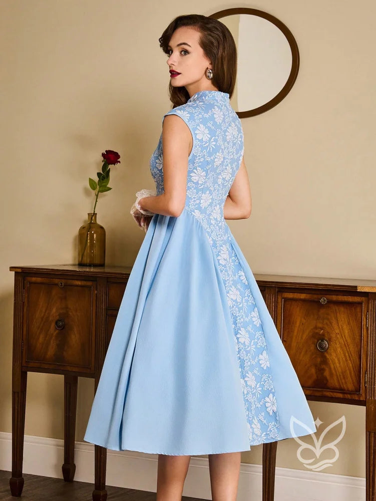 Vestido A-Line Texturizado Com Gola Alta E Elegância Vestido A-Line Texturizado Com Gola Alta E Elegância