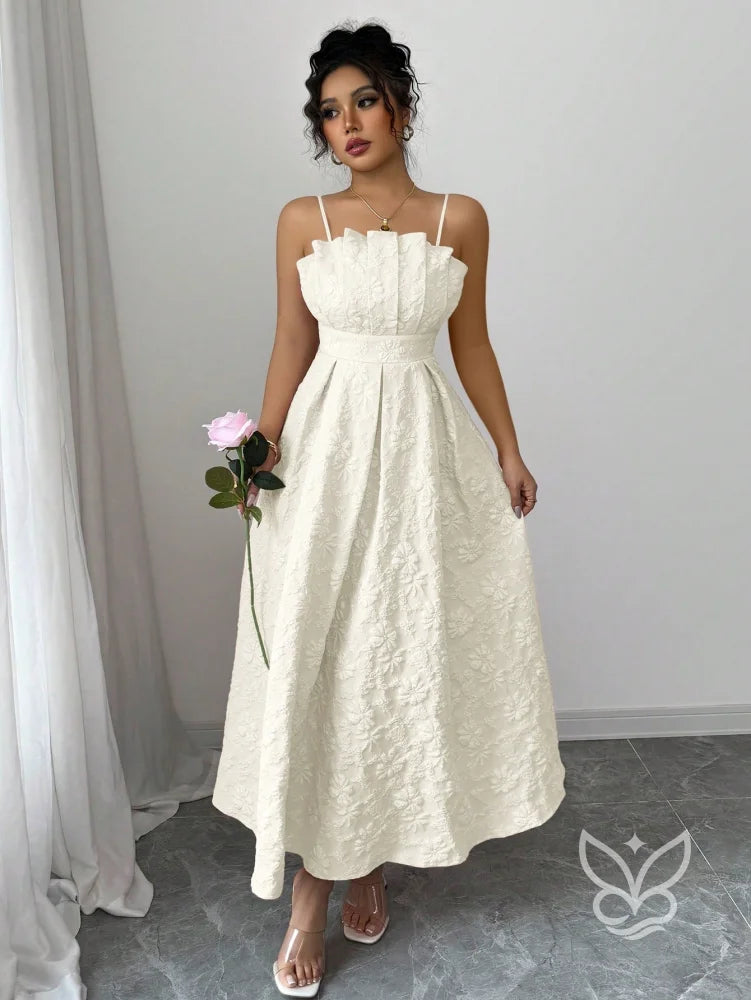 Vestido Bustier Luxuoso com Barra A-Line e Detalhe em Pétalas Damasco / PP Vestido Bustier Luxuoso com Barra A-Line e