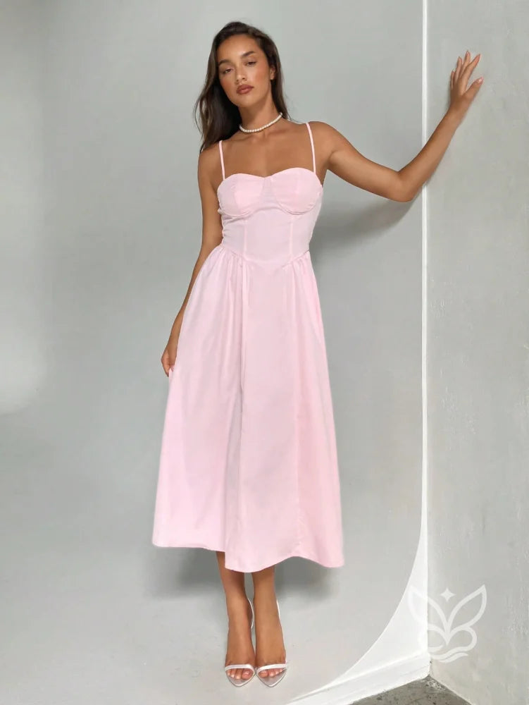 Vestido Cami Elegante Com Franzido No Busto E Design Bustier Rosa Chiclete / PP Vestido Cami Elegante Com Franzido No