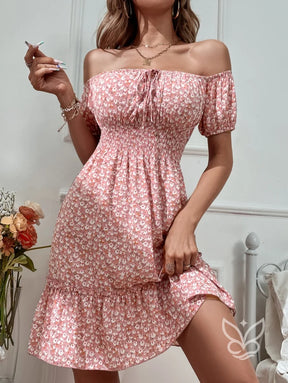Vestido Ciganinha Floral Com Amarração Frontal E Babado Vestido Ciganinha Floral Com Amarração Frontal E Babado