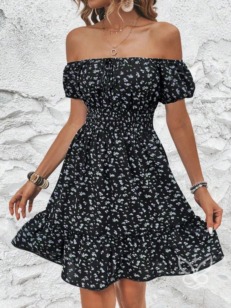 Vestido Ciganinha Floral Com Amarração Frontal E Babado Vestido Ciganinha Floral Com Amarração Frontal E Babado