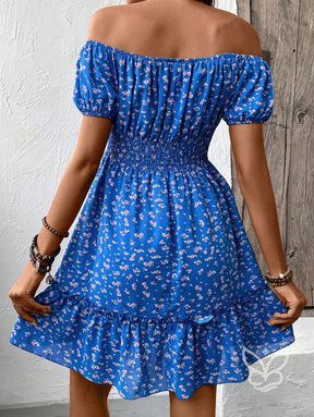 Vestido Ciganinha Floral Com Amarração Frontal E Babado Vestido Ciganinha Floral Com Amarração Frontal E Babado