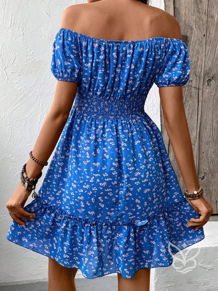 Vestido Ciganinha Floral Com Amarração Frontal E Babado Vestido Ciganinha Floral Com Amarração Frontal E Babado