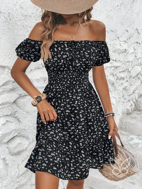 Vestido Ciganinha Floral Com Amarração Frontal E Babado Preto / PP Vestido Ciganinha Floral Com Amarração Frontal E
