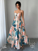Vestido Com Alças Finas Cintura Marcada E Estampa Folhagem Estampa 1 / PP Vestido Com Alças Finas Cintura Marcada E