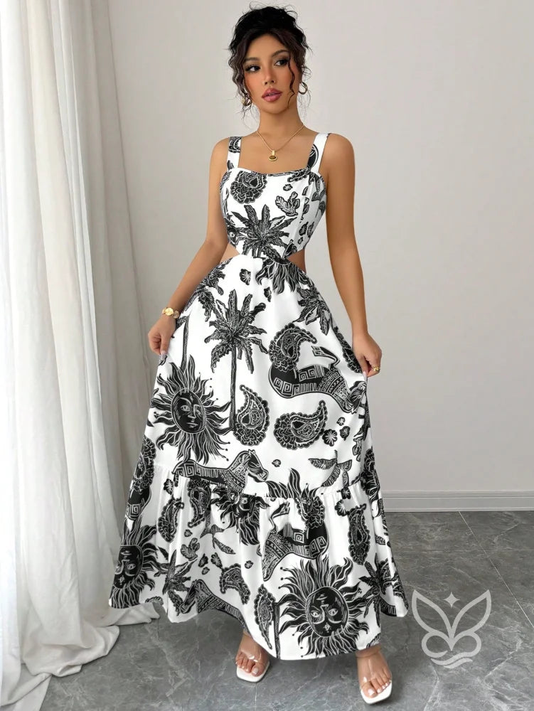 Vestido Com Decote Quadrado E Costas Abertas Com Amarração Vestido Com Decote Quadrado E Costas Abertas Com Amarração