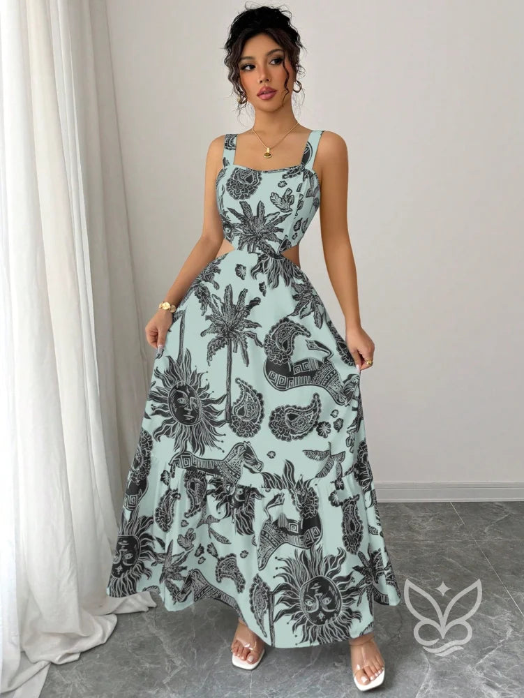 Vestido Com Decote Quadrado E Costas Abertas Com Amarração Vestido Com Decote Quadrado E Costas Abertas Com Amarração