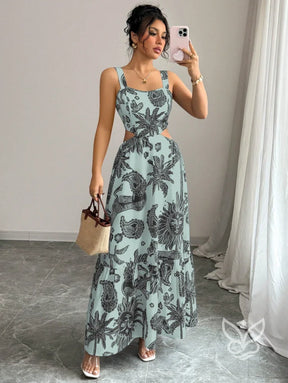 Vestido Com Decote Quadrado E Costas Abertas Com Amarração Vestido Com Decote Quadrado E Costas Abertas Com Amarração