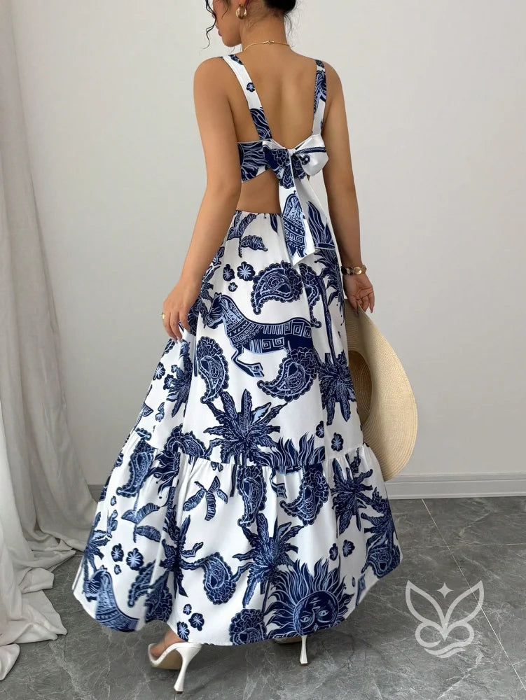 Vestido Com Decote Quadrado E Costas Abertas Com Amarração Vestido Com Decote Quadrado E Costas Abertas Com Amarração