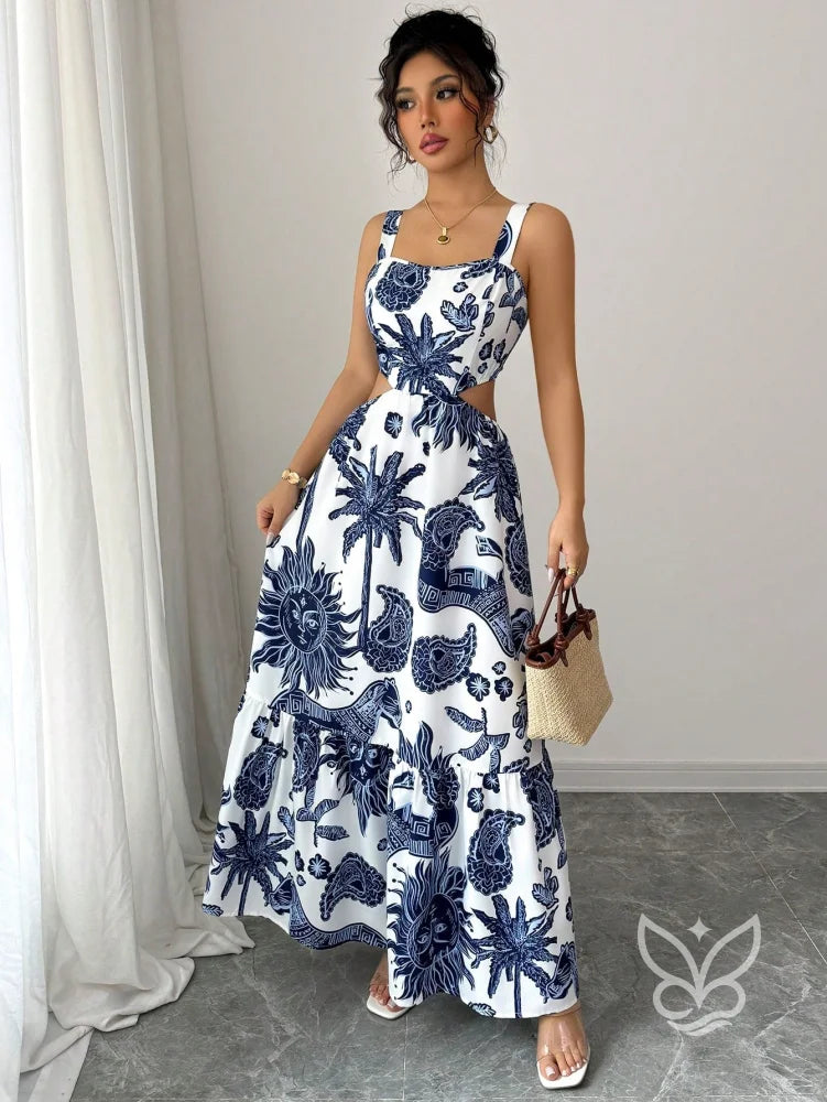 Vestido Com Decote Quadrado E Costas Abertas Com Amarração Vestido Com Decote Quadrado E Costas Abertas Com Amarração