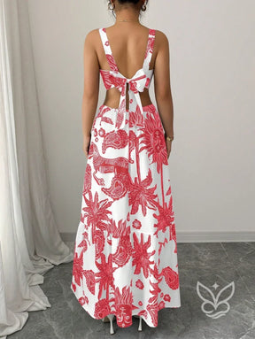 Vestido Com Decote Quadrado E Costas Abertas Com Amarração Vestido Com Decote Quadrado E Costas Abertas Com Amarração