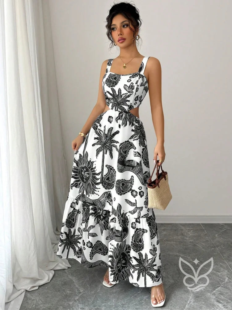 Vestido Com Decote Quadrado E Costas Abertas Com Amarração Vestido Com Decote Quadrado E Costas Abertas Com Amarração