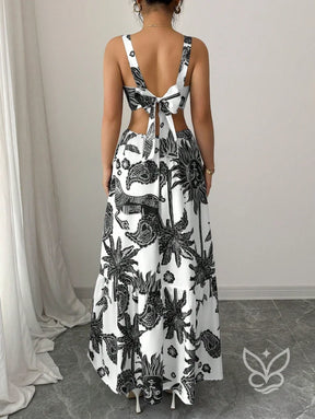 Vestido Com Decote Quadrado E Costas Abertas Com Amarração Vestido Com Decote Quadrado E Costas Abertas Com Amarração