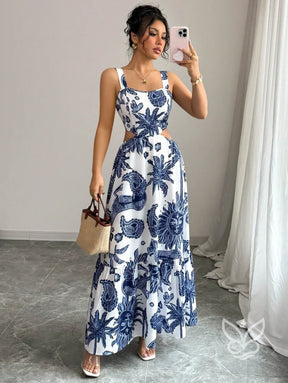 Vestido Com Decote Quadrado E Costas Abertas Com Amarração Vestido Com Decote Quadrado E Costas Abertas Com Amarração