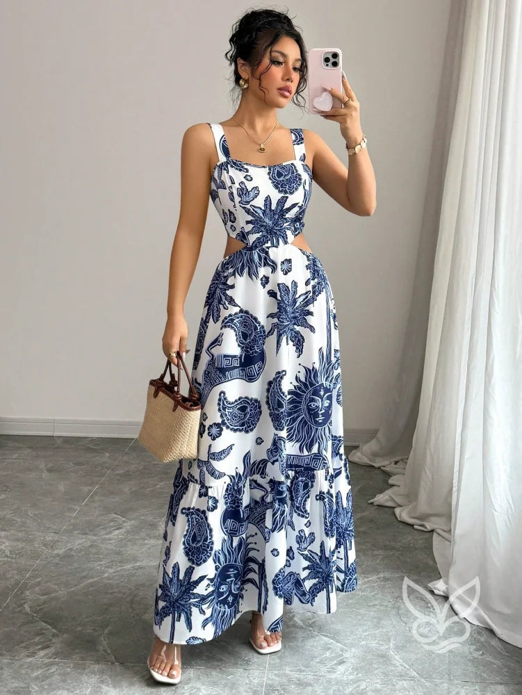 Vestido Com Decote Quadrado E Costas Abertas Com Amarração Vestido Com Decote Quadrado E Costas Abertas Com Amarração