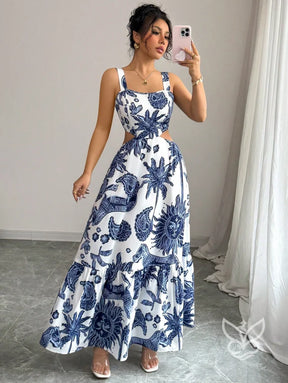 Vestido Com Decote Quadrado E Costas Abertas Com Amarração Azul / PP Vestido Com Decote Quadrado E Costas Abertas Com