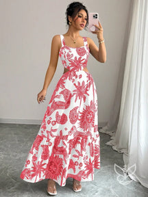 Vestido Com Decote Quadrado E Costas Abertas Com Amarração Vermelho / PP Vestido Com Decote Quadrado E Costas Abertas