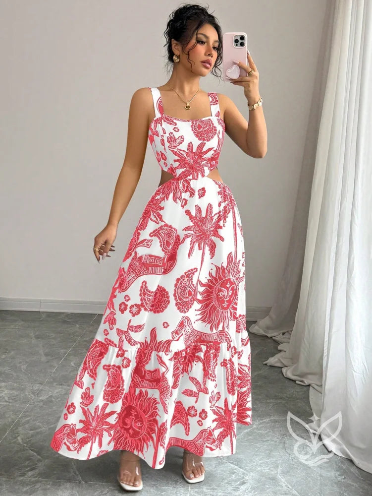 Vestido Com Decote Quadrado E Costas Abertas Com Amarração Vermelho / PP Vestido Com Decote Quadrado E Costas Abertas
