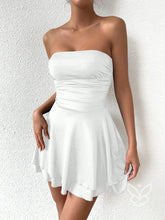 Vestido Curto Bandeau Com Franzidos E Caimento Ajustado Branco / PP Vestido Curto Bandeau Com Franzidos E Caimento