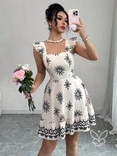 Vestido Curto Com Amarração Nas Costas E Mangas Fluídas Azul / PP Vestido Curto Com Amarração Nas Costas E Mangas