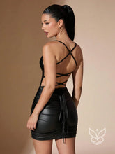 Vestido Curto Justo Com Franzido E Amarração Nas Costas Preto / PP Vestido Curto Justo Com Franzido E Amarração Nas
