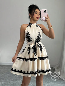 Vestido Curto Sem Manga Com Caimento Solto E Estilo Casual Damasco / PP Vestido Curto Sem Manga Com Caimento Solto E