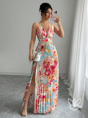 Vestido Curto Sem Manga Com Decote Profundo E Fenda Aberta Vestido Curto Sem Manga Com Decote Profundo E Fenda Aberta