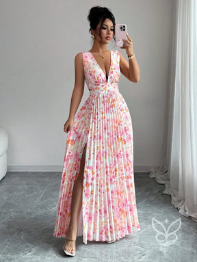 Vestido Curto Sem Manga Com Decote Profundo E Fenda Aberta Estampa 2 / PP Vestido Curto Sem Manga Com Decote Profundo E