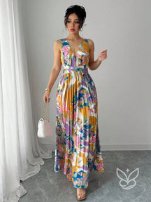 Vestido Curto Sem Manga Com Decote Profundo E Fenda Aberta Estampa 3 / PP Vestido Curto Sem Manga Com Decote Profundo E