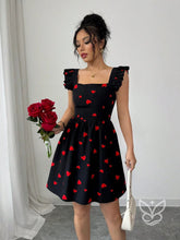 Vestido Estampado Animal Print Com Babado E Costas Abertas Preto / PP Vestido Rodado Com Estampa Floral E Manga Bufante