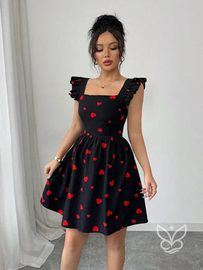 Vestido Estampado Animal Print Com Babado E Costas Abertas Vestido Rodado Com Estampa Floral E Manga Bufante