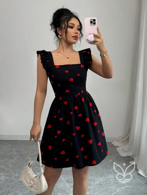 Vestido Estampado Animal Print Com Babado E Costas Abertas Vestido Rodado Com Estampa Floral E Manga Bufante