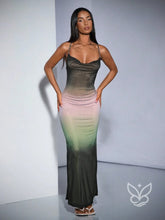Vestido Longo Degradê Com Alças Finas E Caimento Justo Verde / PP Vestido Longo Degradê Com Alças Finas E Caimento Justo
