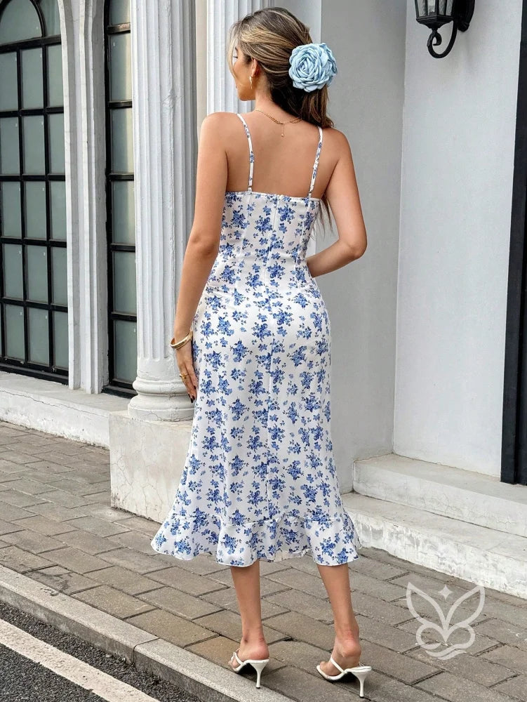 Vestido Longo Sem Manga Com Estampa Floral E Caimento Fluido Vestido Longo Sem Manga Com Estampa Floral E Caimento