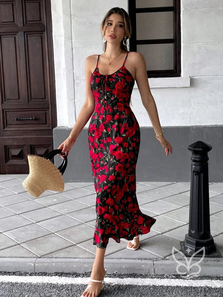 Vestido Longo Sem Manga Com Estampa Floral E Caimento Fluido Preto / PP Vestido Longo Sem Manga Com Estampa Floral E