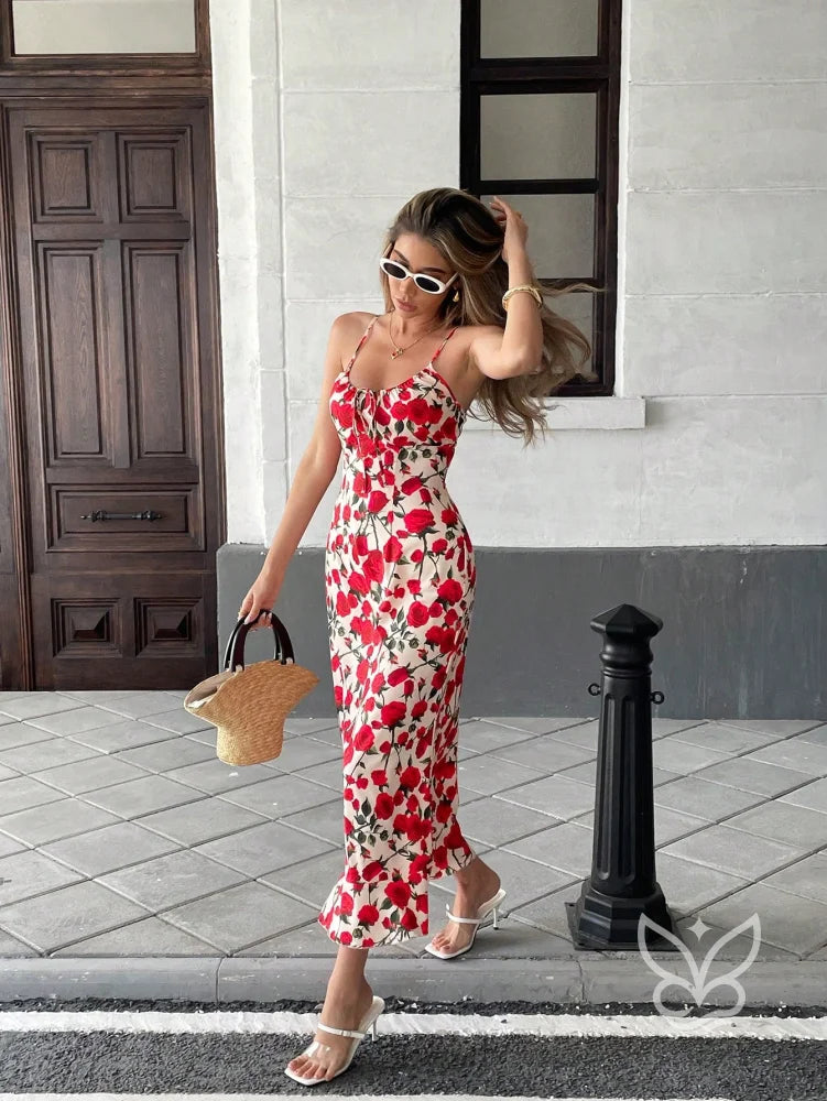 Vestido Longo Sem Manga Com Estampa Floral E Caimento Fluido Rosa Chiclete / PP Vestido Longo Sem Manga Com Estampa