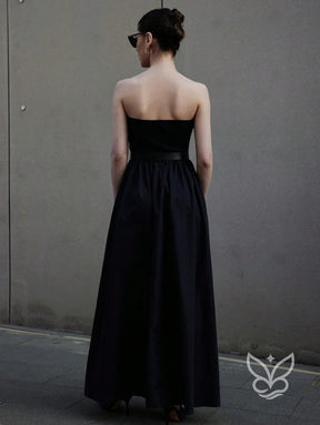 Vestido Longo Tomara Que Caia Com Barra E Estampa Minimalista Vestido Longo Tomara Que Caia Com Barra E Estampa