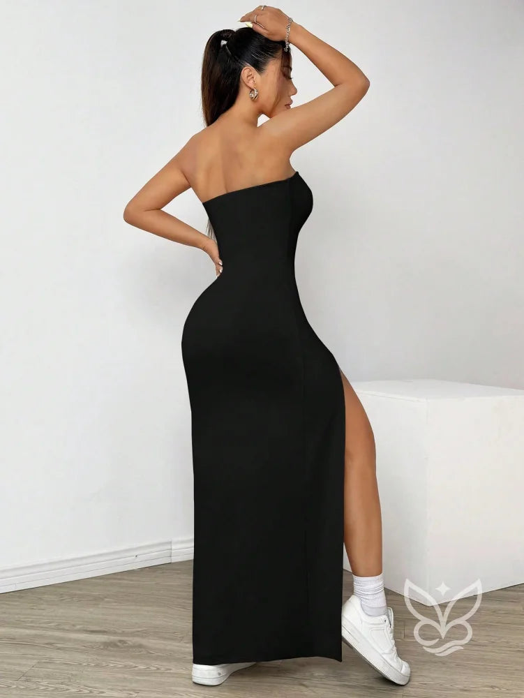 Vestido Longo Tomara Que Caia Com Fenda Profunda Vestido Longo Tomara Que Caia Com Fenda Profunda