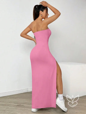 Vestido Longo Tomara Que Caia Com Fenda Profunda Vestido Longo Tomara Que Caia Com Fenda Profunda