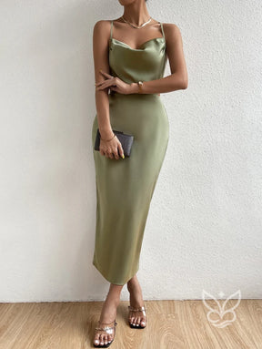 Vestido Midi Bodycon Poá Elegante Ajustado Vestido Midi Bodycon Poá Elegante Ajustado