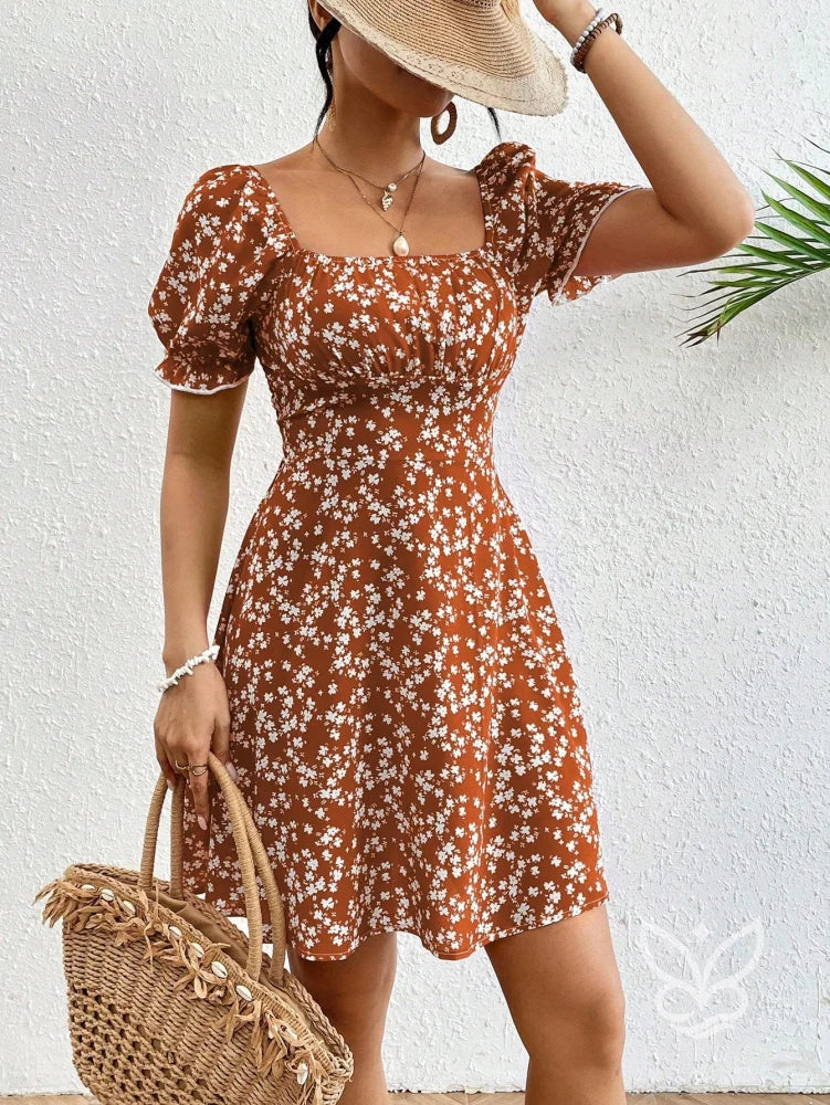 Vestido Midi Com Mangas Bufantes E Estampa Floral Delicada Vestido Midi Com Mangas Bufantes E Estampa Floral Delicada