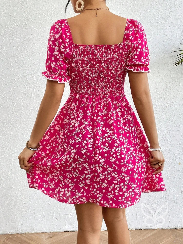 Vestido Midi Com Mangas Bufantes E Estampa Floral Delicada Vestido Midi Com Mangas Bufantes E Estampa Floral Delicada