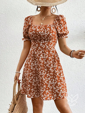 Vestido Midi Com Mangas Bufantes E Estampa Floral Delicada Vestido Midi Com Mangas Bufantes E Estampa Floral Delicada