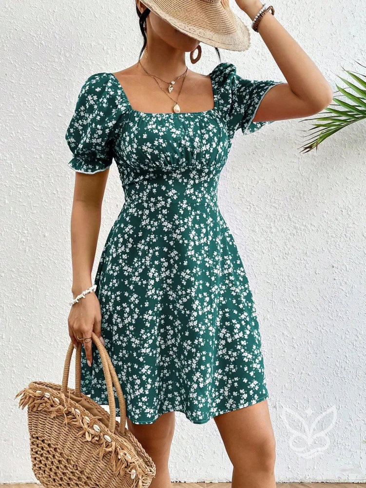 Vestido Midi Com Mangas Bufantes E Estampa Floral Delicada Vestido Midi Com Mangas Bufantes E Estampa Floral Delicada