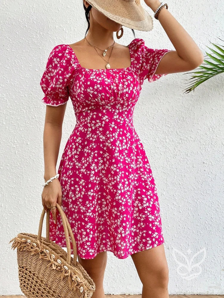 Vestido Midi Com Mangas Bufantes E Estampa Floral Delicada Vestido Midi Com Mangas Bufantes E Estampa Floral Delicada