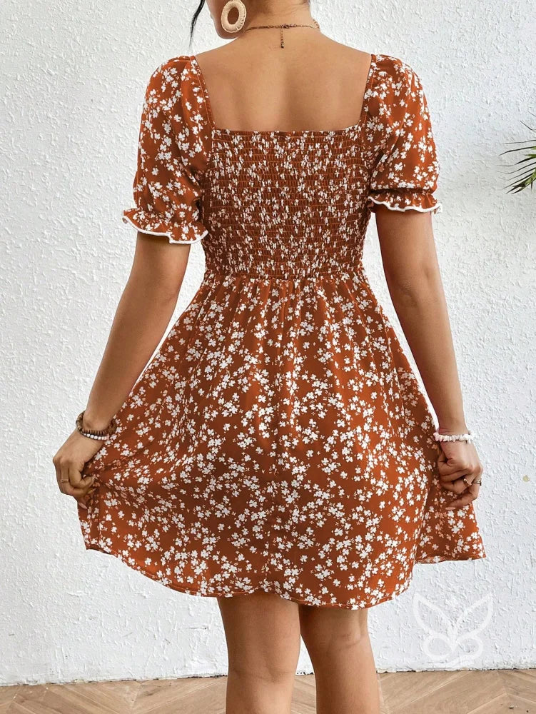 Vestido Midi Com Mangas Bufantes E Estampa Floral Delicada Vestido Midi Com Mangas Bufantes E Estampa Floral Delicada