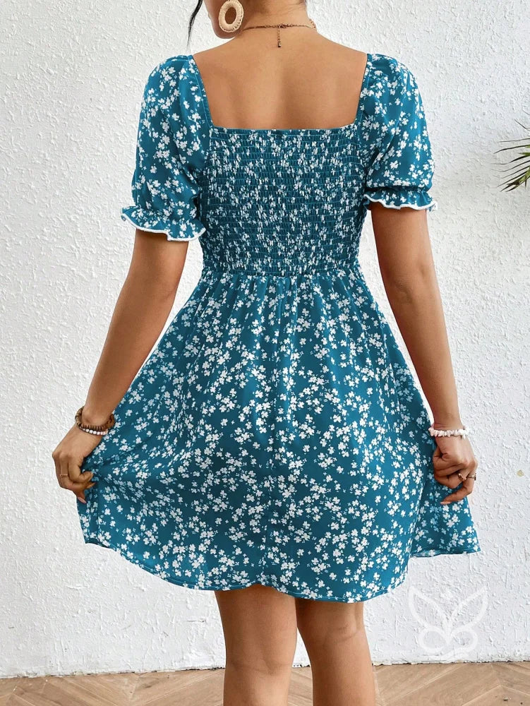 Vestido Midi Com Mangas Bufantes E Estampa Floral Delicada Vestido Midi Com Mangas Bufantes E Estampa Floral Delicada